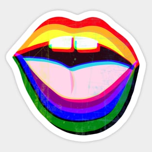 Funky colorful pop art style lips- LGBT- rainbow - flag - retro Sticker